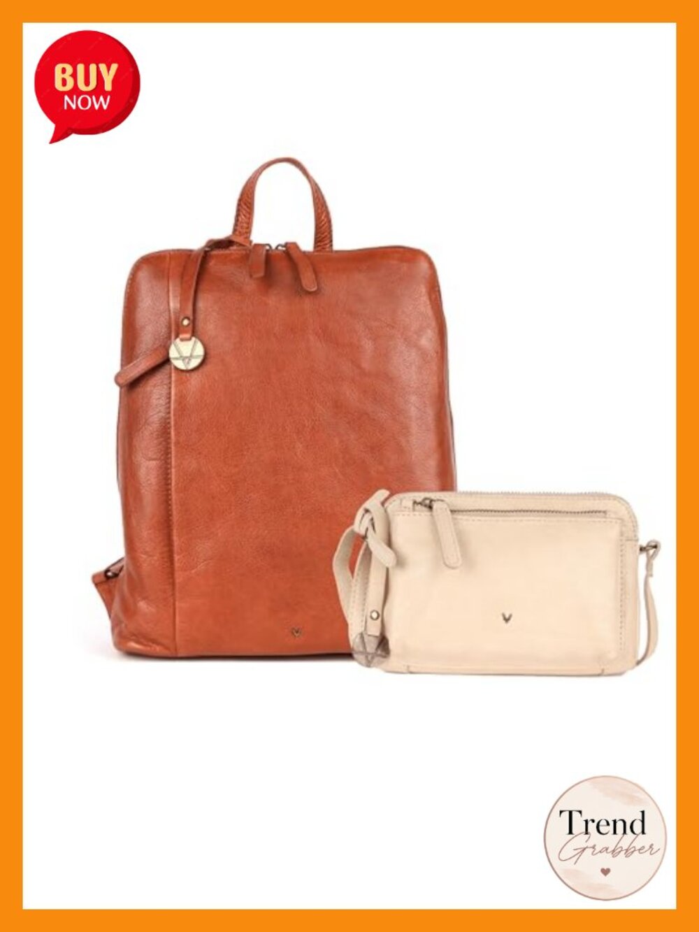 Genuine Leather Backpack & Crossbody Set Adjustable Straps Women Everyday